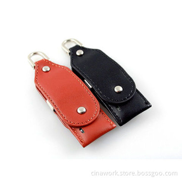 Swivel Black Leather Key USB Flash Memory Drive U Disk